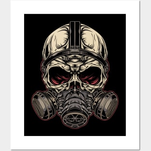 skull wearing gas mask Posters and Art